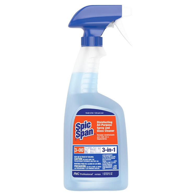 Disinfecting All-Purpose Spray and Glass Cleaner, Fresh Scent, 32 oz Bottles, 8 Bottles and 8 Trigger Sprayers/Carton