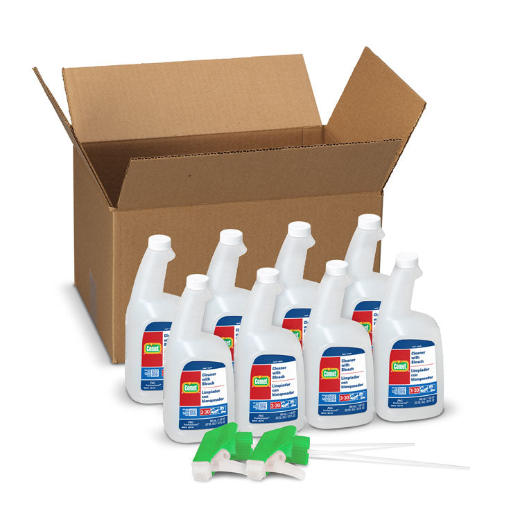 Cleaner with Bleach, 32 oz Bottles, 8 Bottles and 2 Trigger Sprayers/Carton