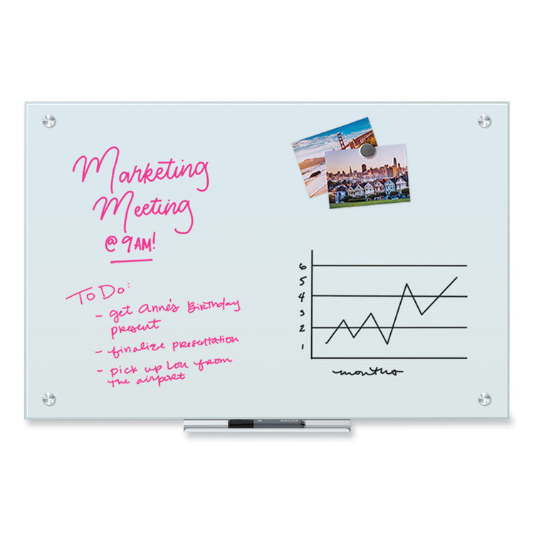 Glass Dry Erase Board, 36" x 24" (Actual Size: 35" x 23"), White Surface