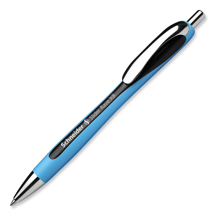 Slider Rave XB Ballpoint Pen, Retractable, Extra-Bold 1.4 mm, Black Ink, Black/Light Blue Barrel