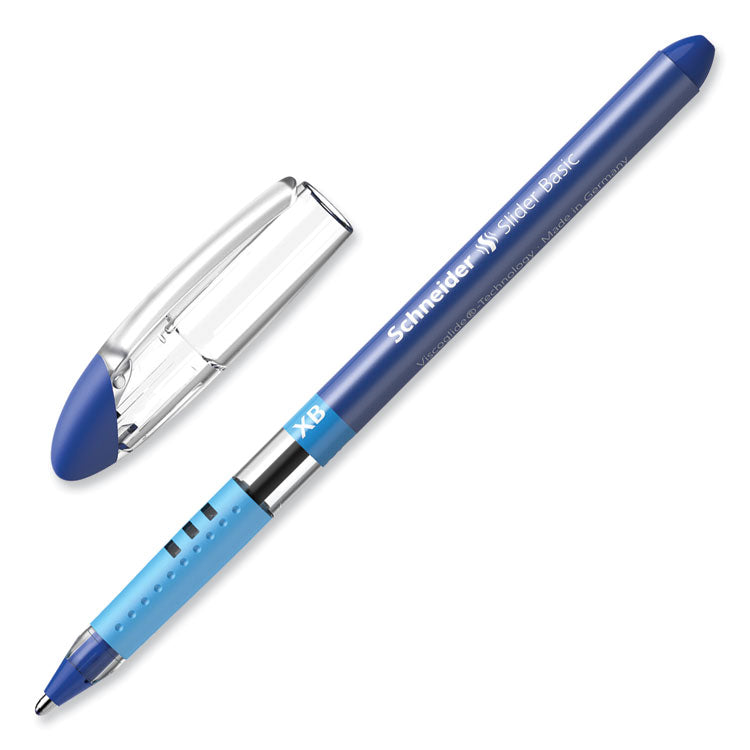 Slider Basic Ballpoint Pen, Stick, Extra-Bold 1.4 mm, Blue Ink, Blue Barrel, 10/Box