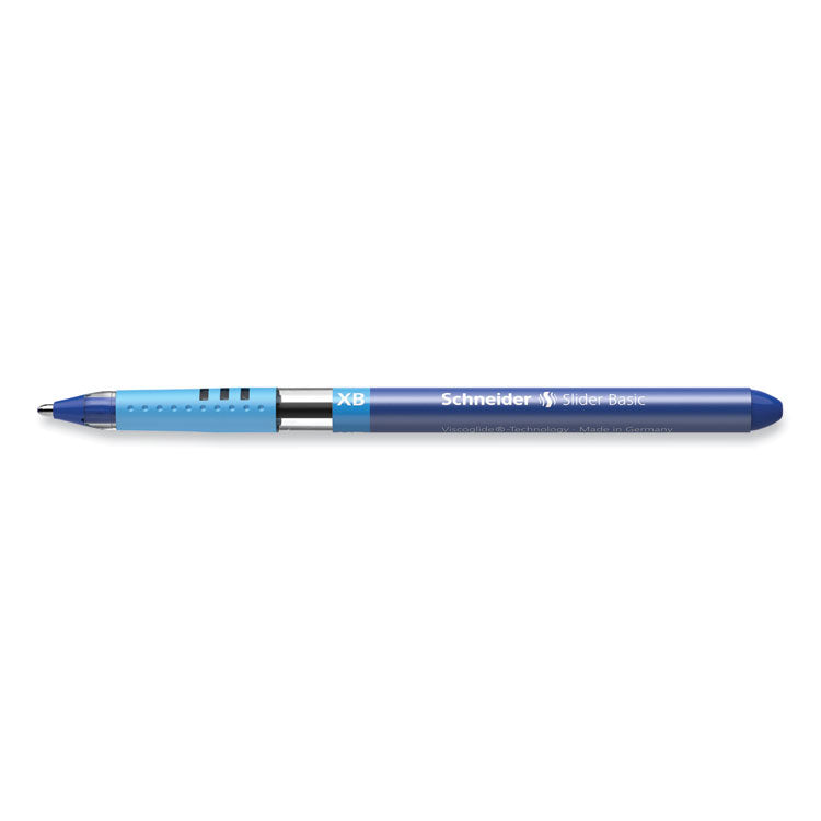 Slider Basic Ballpoint Pen, Stick, Extra-Bold 1.4 mm, Blue Ink, Blue Barrel, 10/Box