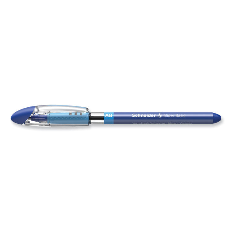 Slider Basic Ballpoint Pen, Stick, Extra-Bold 1.4 mm, Blue Ink, Blue Barrel, 10/Box