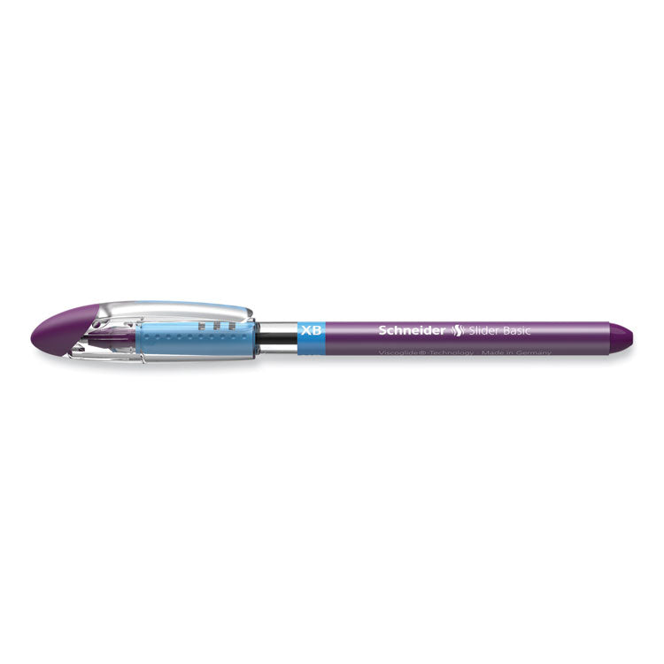 Slider Basic Ballpoint Pen, Stick, Extra-Bold 1.4 mm, Violet Ink, Violet Barrel, 10/Box