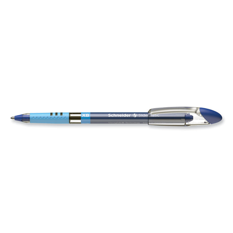 Slider Basic Ballpoint Pen, Stick, Extra-Bold 1.4 mm, Blue Ink, Blue Barrel, 10/Box