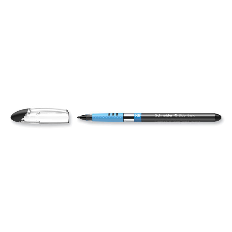 Slider Basic Ballpoint Pen, Stick, Extra-Bold 1.4 mm, Black Ink, Black Barrel, 10/Box