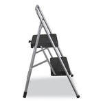 2-Step Folding Steel Step Stool, 200 lb Capacity, 28.13" Working Height, Cool Gray