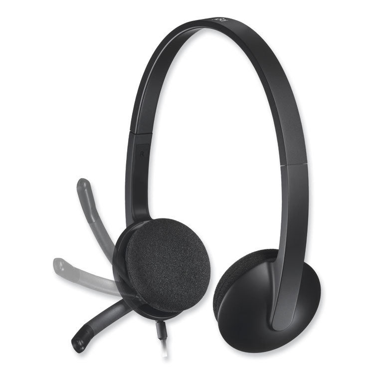 H340 Binaural Over The Head Corded Headset, Black