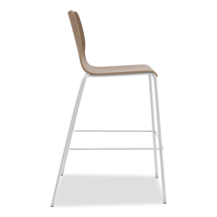 Ruck Laminate Stool, Supports up to 300 lb, 30" Seat Height, Pinnacle Seat/Back, Silver Frame