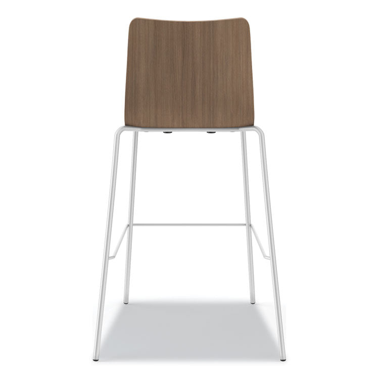 Ruck Laminate Stool, Supports up to 300 lb, 30" Seat Height, Pinnacle Seat/Back, Silver Frame