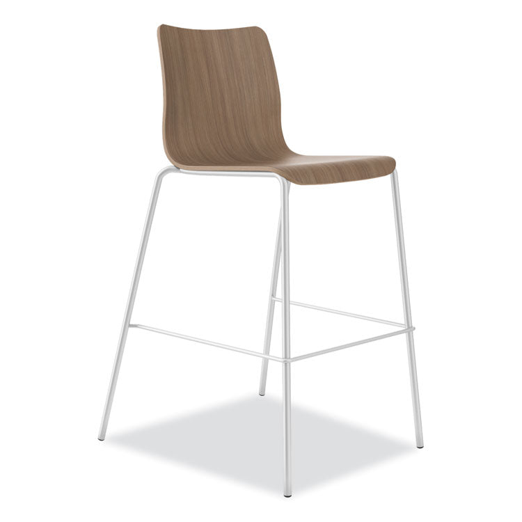 Ruck Laminate Stool, Supports up to 300 lb, 30" Seat Height, Pinnacle Seat/Back, Silver Frame