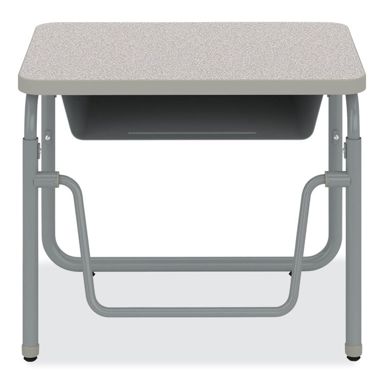 AlphaBetter 2.0 Height-Adjustable Student Desk with Pendulum Bar and Book Box, 27.75" x 19.75" x 22" to 30", Pebble Gray