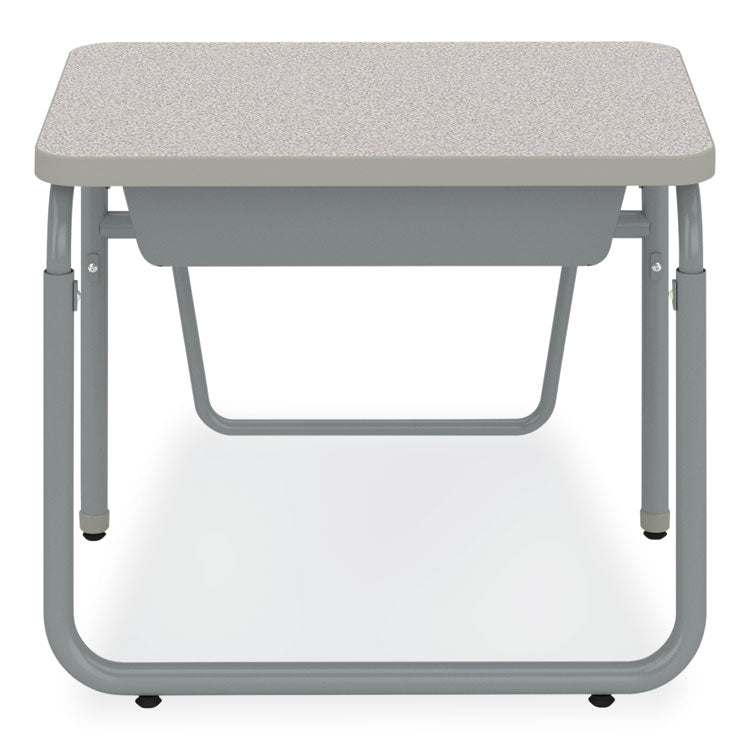 AlphaBetter 2.0 Height-Adjustable Student Desk with Pendulum Bar and Book Box, 27.75" x 19.75" x 22" to 30", Pebble Gray