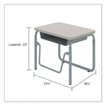 AlphaBetter 2.0 Height-Adjustable Student Desk with Pendulum Bar and Book Box, 27.75" x 19.75" x 22" to 30", Pebble Gray