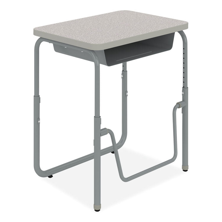 AlphaBetter 2.0 Height-Adjustable Student Desk with Pendulum Bar and Book Box, 27.75" x 19.75" x 22" to 30", Pebble Gray