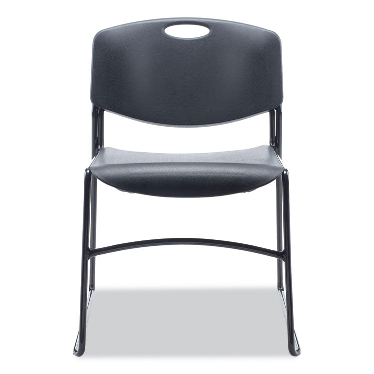 Alera Resin Stacking Chair, Supports Up to 275 lb, 18.50" Seat Height, Black Seat, Black Back, Black Base, 4/Carton