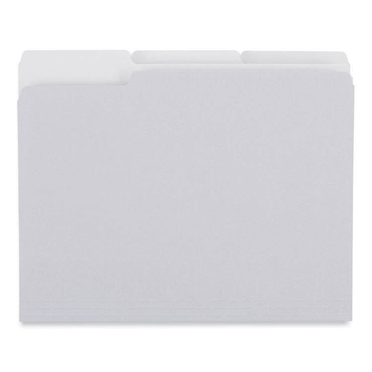 Top Tab File Folders, 1/3-Cut Tabs: Assorted, Letter Size, 0.75" Expansion, Gray, 100/Box