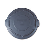 BRUTE Self-Draining Flat Top Lids for 20 gal Round BRUTE Containers, 19.88" Diameter, Gray
