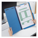 Bright Colored Pressboard Classification Folders, 2" Expansion, 2 Dividers, 6 Fasteners, Legal Size, Cobalt Blue, 10/Box
