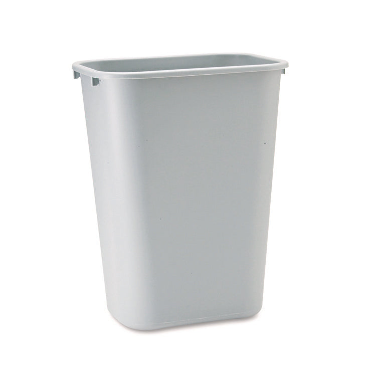 Deskside Plastic Wastebasket, 10.25 gal, Plastic, Gray