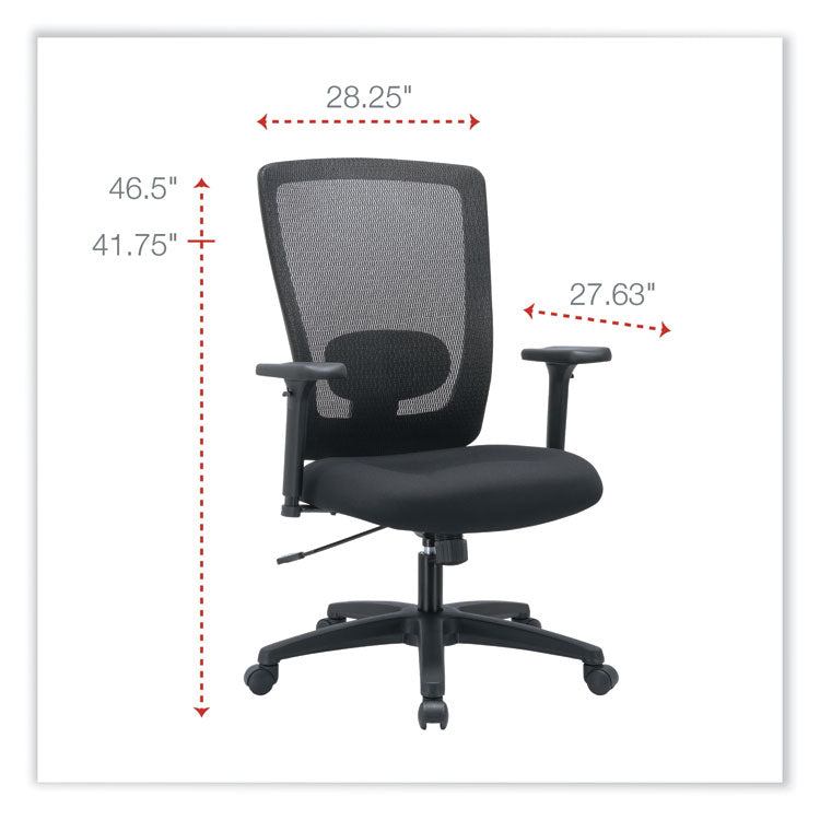 Alera Envy Series Mesh High-Back Multifunction Chair, Supports Up To 250 Lb, 16.88" To 21.5" Seat Height, Black