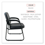 Alera Genaro Series Faux Leather Half-Back Sled Base Guest Chair, 25" x 24.80" x 33.66", Black Seat, Black Back, Black Base