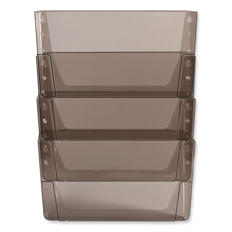 DocuPocket Stackable Four-Pocket Wall File, 4 Sections, Letter Size, 13" x 4", Smoke