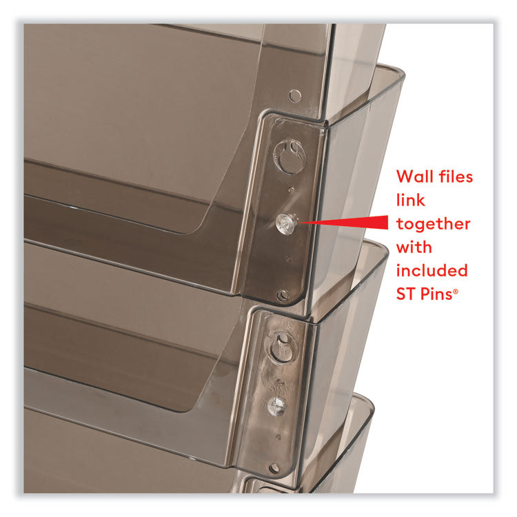 DocuPocket Stackable Four-Pocket Wall File, 4 Sections, Letter Size, 13" x 4", Smoke