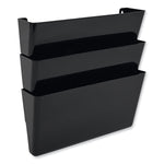 DocuPocket Stackable Three-Pocket Partition Wall File, 3 Sections, Letter Size, 13" x 4", Black
