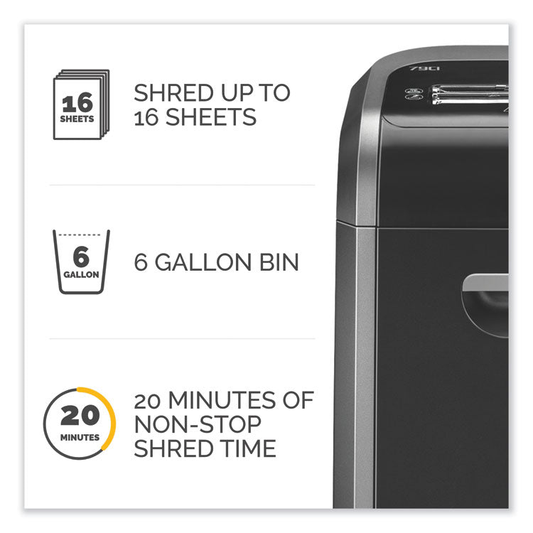 Powershred 79ci 100% Jam Proof Cross-Cut Shredder, 16 Manual Sheet Capacity