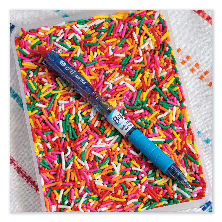 B2p Bottle-2-Pen Recycled Ballpoint Pen, Retractable, Medium 1 Mm, Red Ink, Translucent Blue Barrel, Dozen