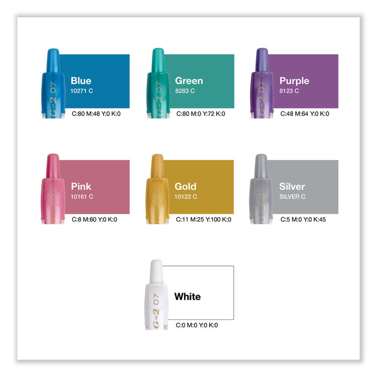 G2 Metallics Gel Pen, Retractable, Fine 0.7 Mm, Assorted Ink And Barrel Colors, 8/pack