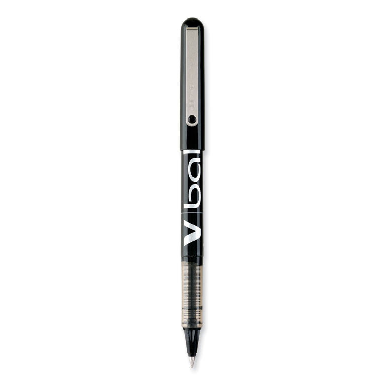 VBall Liquid Ink Rollerball Pen, Stick, Extra-Fine 0.5 mm, Black Ink, Black/Clear Barrel, Dozen
