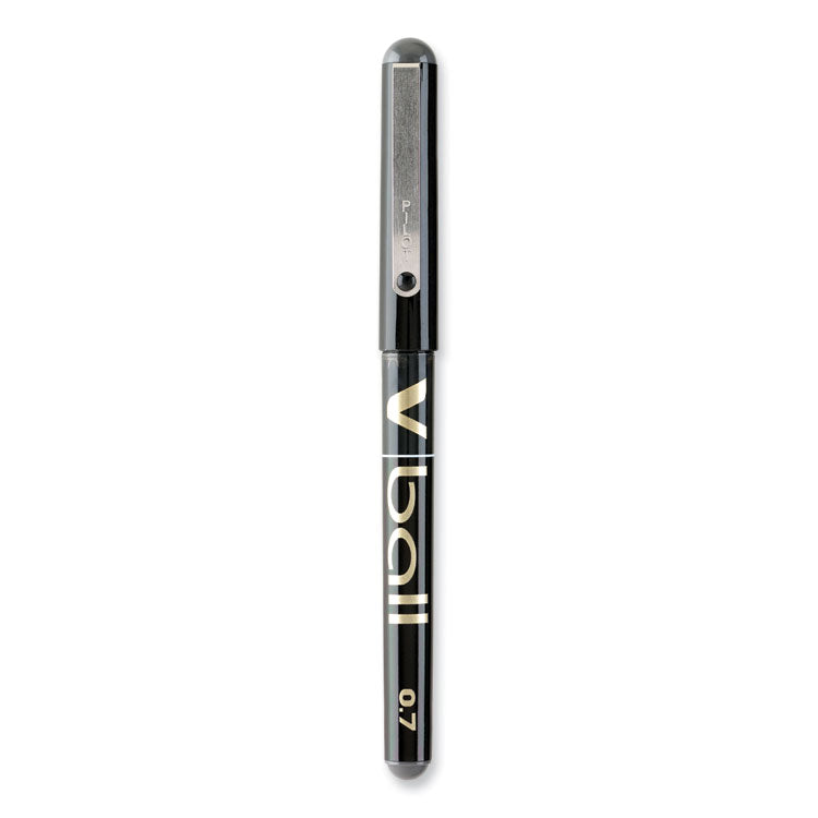 VBall Liquid Ink Rollerball Pen, Stick, Extra-Fine 0.5 mm, Black Ink, Black/Clear Barrel, Dozen