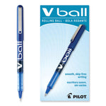 VBall Liquid Ink Rollerball Pen, Stick, Extra-Fine 0.5 mm, Blue Ink, Blue/Clear Barrel, Dozen