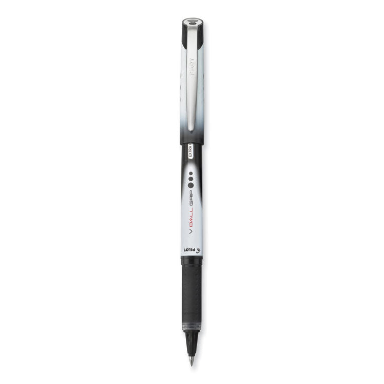 VBall Grip Liquid Ink Rollerball Pen, Stick, Extra-Fine 0.5 mm, Black Ink, Black/White Barrel, Dozen