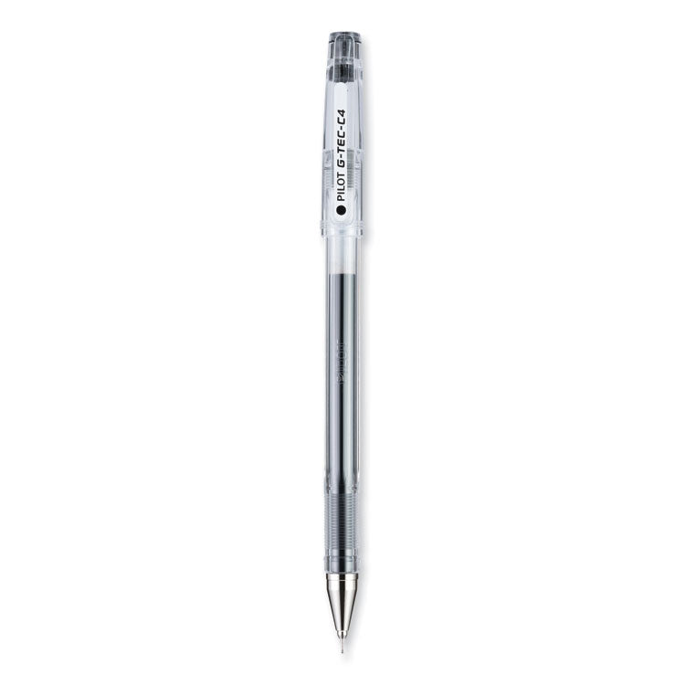 G-TEC-C Ultra Gel Pen, Stick, Ultra-Fine 0.4 mm, Black Ink, Clear/Black Barrel, Dozen