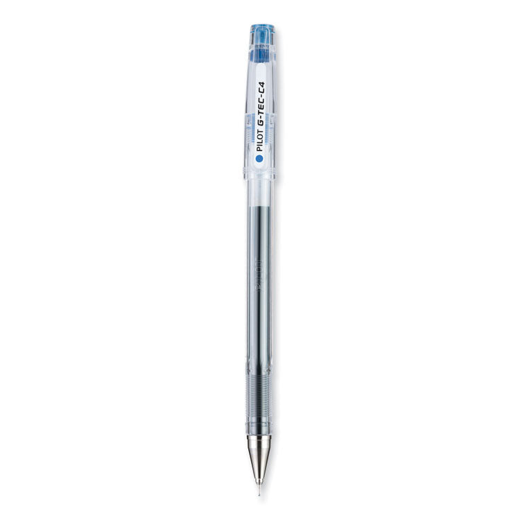 G-TEC-C Ultra Gel Pen, Stick, Ultra-Fine 0.4 mm, Blue Ink, Clear/Blue Barrel, Dozen