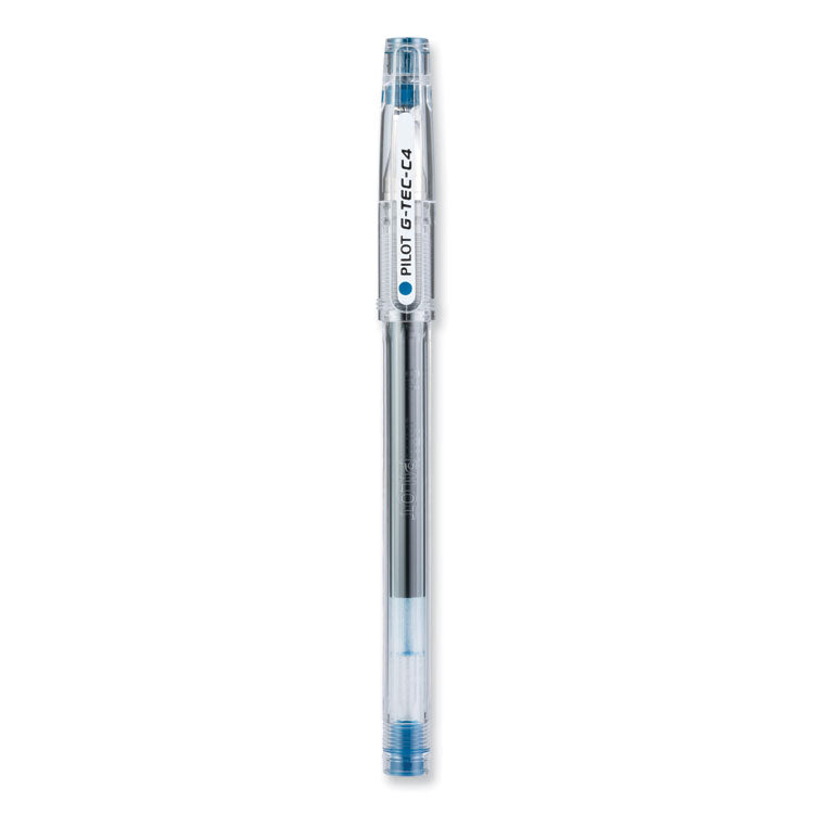 G-TEC-C Ultra Gel Pen, Stick, Ultra-Fine 0.4 mm, Blue Ink, Clear/Blue Barrel, Dozen