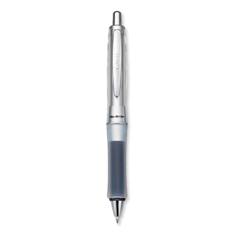 Dr. Grip Center of Gravity Ballpoint Pen, Retractable, Medium 1 mm, Black Ink, Silver/Charcoal Barrel