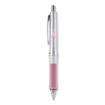 Dr. Grip Center of Gravity Breast Cancer Awareness Ballpoint Pen, Retractable, Medium 1 mm, Black Ink, Silver/Pink Barrel