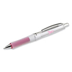 Dr. Grip Center of Gravity Breast Cancer Awareness Ballpoint Pen, Retractable, Medium 1 mm, Black Ink, Silver/Pink Barrel