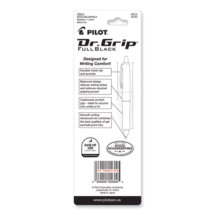 Dr. Grip Fullblack Advanced Ink Ballpoint Pen, Retractable, Medium 1 Mm, Black Ink, Black Barrel