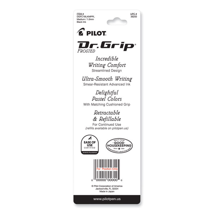 Dr. Grip Frosted Advanced Ink Ballpoint Pen, Retractable, Medium 1 Mm, Black Ink, Purple Barrel