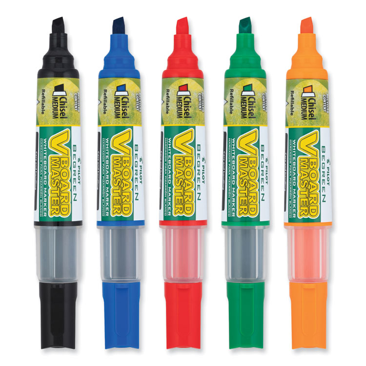 BeGreen V Board Master Dry Erase Marker, Medium Chisel Tip, Assorted Colors, 5/Pack