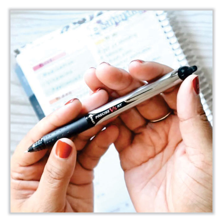 Precise V5RT Rollerball Pen, Retractable, Extra-Fine 0.5 mm, Black Ink, Black Barrel, 30/Pack