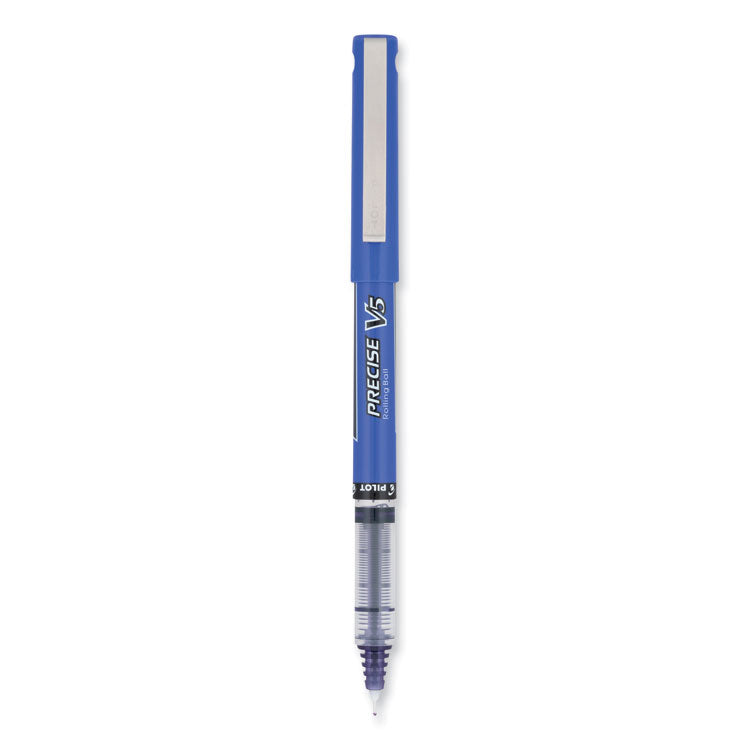 Precise V5 Rollerball Pen, Stick, Extra-Fine 0.5 mm, Purple Ink, Purple/Clear Barrel, Dozen