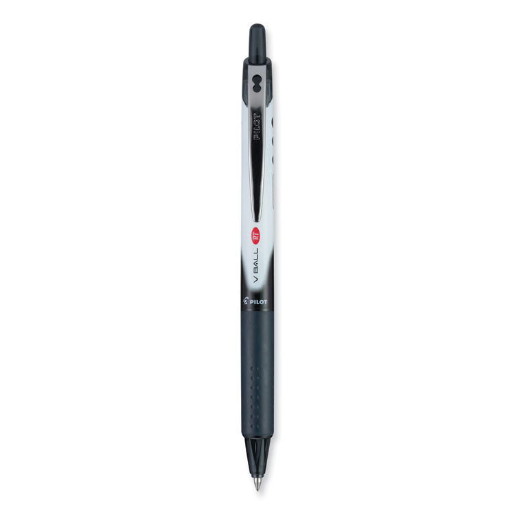 VBall RT Liquid Ink Rollerball Pen, Retractable, Extra-Fine 0.5 mm, Black Ink, Black/White Barrel