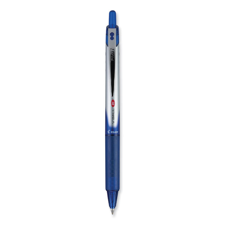 VBall RT Liquid Ink Rollerball Pen, Retractable, Fine 0.7 mm, Blue Ink, Blue/White Barrel