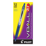 VBall RT Liquid Ink Rollerball Pen, Retractable, Fine 0.7 mm, Blue Ink, Blue/White Barrel